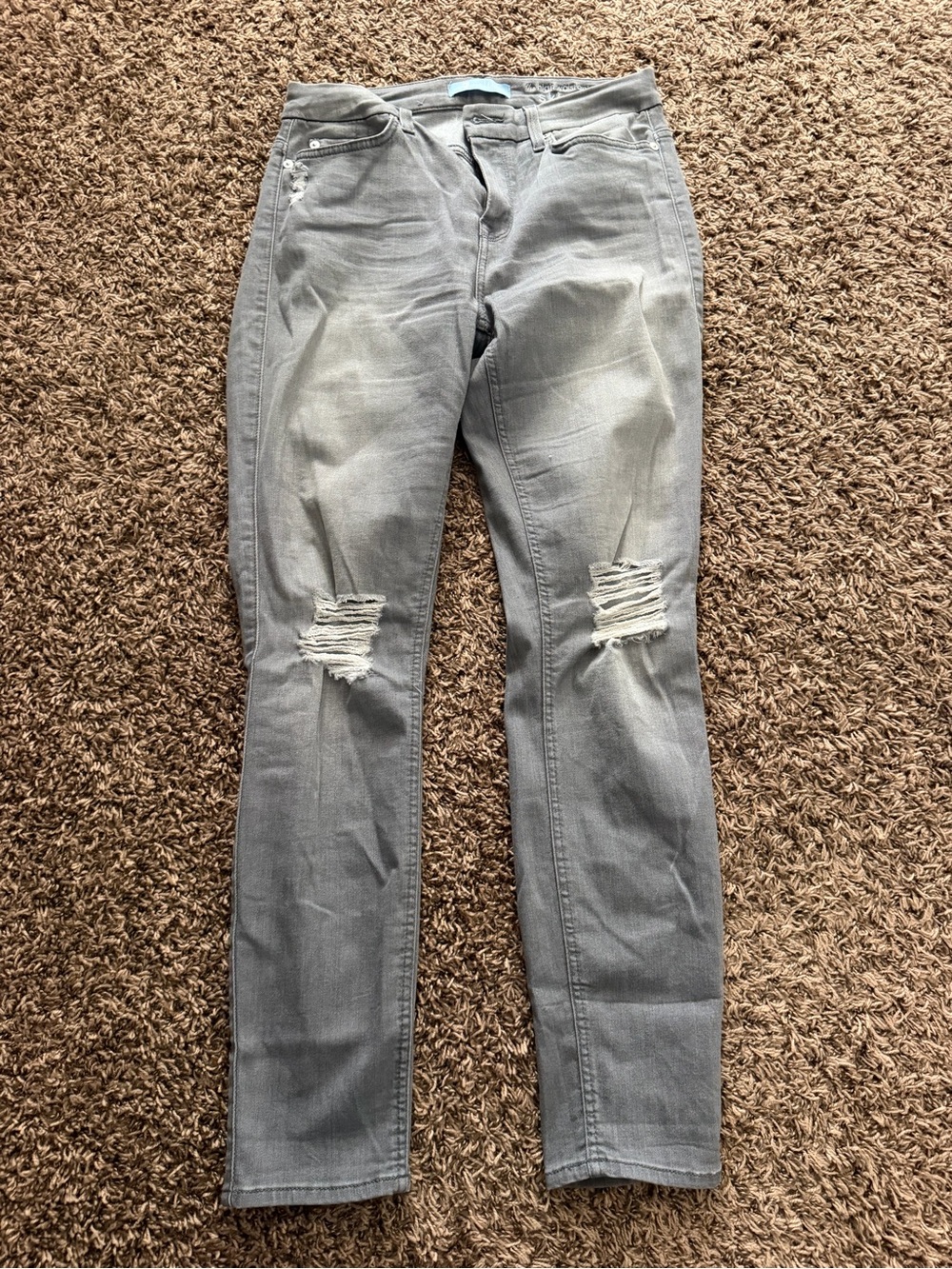 7 For All Mankind Grey Ripped Skinny Jeans